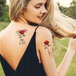 Personalised 1-3 Watercolour Birth Flower Waterproof Non-toxicity Temporary Tattoo Stickers with Name Holiday Gift for Besties Tattoo Lovers