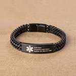Personalised Men Medical Emergency ID Alert Bracelet with Text Gift for Epilepsy Diabetes Allergy Patients