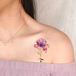 Personalised 1-3 Watercolour Birth Flower Waterproof Non-toxicity Temporary Tattoo Stickers with Name Holiday Gift for Besties Tattoo Lovers