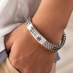 Personalised Men Medical Emergency ID Alert Bracelet with Text Gift for Epilepsy Diabetes Allergy Patients