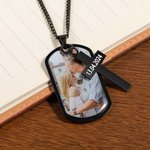 Personalized Photo Cross Dog Tag Necklace with Engraved Text Father's Day Anniversary Birthday Gift for Men