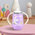 Personalized Cute Marine Animal Initial 10oz Foodgrade Insulated Sippy Cup with Name and Handle Baby Shower Birthday Gift for Kids