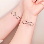 Personalized Line Birth Flower Infinity Symbol Waterproof Non-toxicity Temporary Tattoos with 2 Names Wedding Party Favor Gift for Couples Friends