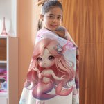 Personalized Fantasy Mermaid Soft Throw Blanket with Name Home Decor Birthday Gift for Girls Mermaid Lovers