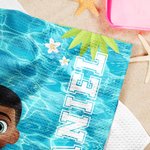 Personalised 3D Cartoon Character Swimming Pool Soft Sports Towel with Name and Hanging Clip Sport Accessories Birthday Gift for Boys Girls