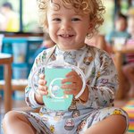 Personalized Cute Marine Animal Initial 10oz Foodgrade Insulated Sippy Cup with Name and Handle Baby Shower Birthday Gift for Kids