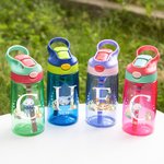 Bottiglia d'acqua per bambini da 16 oz con nome e cannuccia in silicone, regalo di compleanno per ragazzi e ragazze.