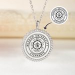 Personalized Engraved School Badge Zircon Edging Necklace with Text Dainty Jewelry Celebration Graduation Gift for Women Graduates