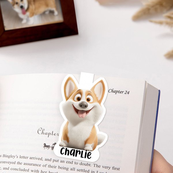 Personalizzato carino 3D Cartoon cane magnetico segnalibro clip con nome lettura Forniture regalo di compleanno per gli amici amanti degli animali domestici Bookworms