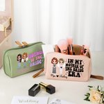 Henkilökohtainen sarjakuva morsiamen äiti suuri kapasiteetti Double-vetoketju Makeup Bag nimi Portable Travel Essentials häät lahja naisille