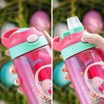 Bottiglia d'acqua per bambini da 16 oz con nome e cannuccia in silicone, regalo di compleanno per ragazzi e ragazze.