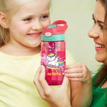 Personalized Cute Surfing Whale Shark Fantasy Unicorn 16 oz  BPA-Free  Kid Water Bottle with Name and Straw Back to School Birthday Gift for Kids