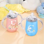 Personalized Cute Marine Animal Initial 10oz Foodgrade Insulated Sippy Cup with Name and Handle Baby Shower Birthday Gift for Kids