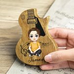 Personalized Cartoon Character Wooden Guitar Picks Storage Box Set with Name and Text Birthday Gift for Musician Guitar Player