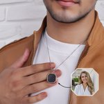 Personalized Unisex Heat-Activated Magic Hidden Photo Necklace with Engraved Text Memorial Jewelry Birthday Anniversary Gift for Family Friends