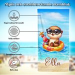 Personlig Söt Elefant Kanin Djur Överdimensionerad Snabbtorkande Namn Strandhandduk med Simring Sommarsemester Poolparty Gåva för Pojkar Flickor