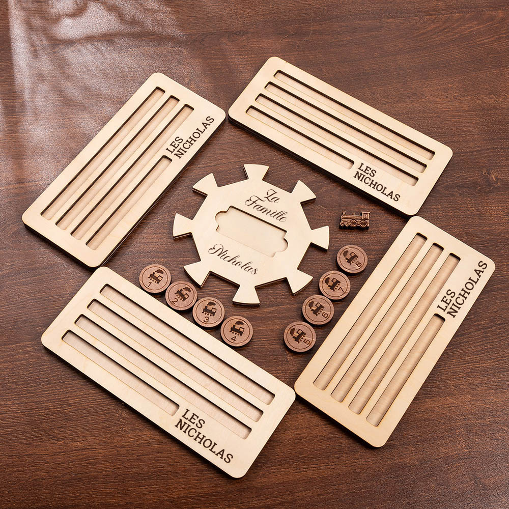Jeu de Dominos en Bois Personnalisé avec Texte gravé Cadeau Anniversaire Soirée Jeux pour Famille Amis
