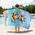 Personlig Söt Elefant Kanin Djur Överdimensionerad Snabbtorkande Namn Strandhandduk med Simring Sommarsemester Poolparty Gåva för Pojkar Flickor