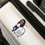 Personalized Cartoon Travel Character Cute Suitcase Waterproof Stickers with Name and Text Travel Accessories Birthday Gift for Woman Travelers