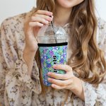 Personalised Leopard Print Floral Can Cooler Sleeve with Name Birthday Party Gift for Friends Family