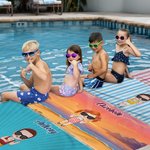 Personalised Cartoon Boy Girl Sunset Stripe Quick Dry Oversized Microfiber Beach Towel with Name Summer Travel Essential Vacation Gift for Kids