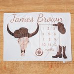 Personalised Cowboy Hat and Boots Soft Baby Swaddle Hat Bow Headband Set with Name Coming Home Outfit Baby Shower Birthday Gift for Newborns