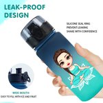 Personalized Cartoon Lotus Yoga Girl Name Gradient Sports Water Bottle with Flip Top Lid and Strap Birthday Gift for Women Yoga Lovers