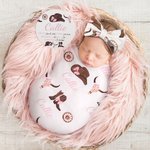 Personalised Cowboy Hat and Boots Soft Baby Swaddle Hat Bow Headband Set with Name Coming Home Outfit Baby Shower Birthday Gift for Newborns