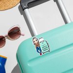 Personalized Cartoon Travel Character Cute Suitcase Waterproof Stickers with Name and Text Travel Accessories Birthday Gift for Woman Travelers