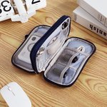 Personalized Portable Birth Flower Double Layer Cord Organizer Storage Bag with Name Office Travel Essential Birthday Gift for Women