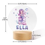 Personalised Fantasy Mermaid Cake LED Night Light with Wooden Base and Name Room Decor Birthday Gift for Girls Kids