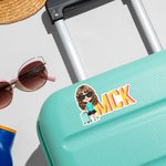 Personalisierte Schatten Monogramm Cartoon Travel Charakter wasserdicht Aufkleber Geburtstag Reise Geschenk für Frauen Männer Reisende