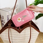 Personalized Portable Birth Flower Double Layer Cord Organizer Storage Bag with Name Office Travel Essential Birthday Gift for Women