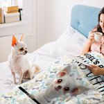 Personalisierte niedliche Pfote Knochen 3D Cartoon Hund Design weiche Decke mit Namen Home Decor Geburtstagsgeschenk für Hundehalter