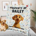 Personalisierte niedliche Pfote Knochen 3D Cartoon Hund Design weiche Decke mit Namen Home Decor Geburtstagsgeschenk für Hundehalter