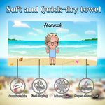 Personalised Cartoon Boy Girl Sunset Stripe Quick Dry Oversized Microfiber Beach Towel with Name Summer Travel Essential Vacation Gift for Kids