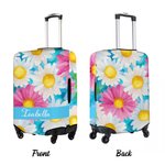Personalized Artistic Watercolor Flower Stripe Design 18-32 Inches Luggage Cover with Name Travel Accessories Birthday Gift for Family Friends