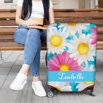 Personalized Artistic Watercolor Flower Stripe Design 18-32 Inches Luggage Cover with Name Travel Accessories Birthday Gift for Family Friends