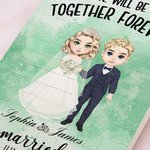 Personalized We Will Be Together Forever Cartoon Bride and Groom Building Brick Puzzles with Name and Date Wedding Anniversary Gift for Couple