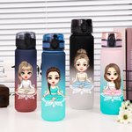 Personalized Cartoon Lotus Yoga Girl Name Gradient Sports Water Bottle with Flip Top Lid and Strap Birthday Gift for Women Yoga Lovers