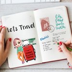 Personalized Cartoon Travel Character Cute Suitcase Waterproof Stickers with Name and Text Travel Accessories Birthday Gift for Woman Travelers