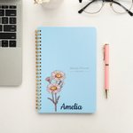 Henkilökohtainen Syntymä Kukka Viikoittainen suunnittelija Spiral A5 muistikirja nimellä Uusi vuosi Valmistuminen Syntymäpäivä Lahja perheelle Ystävät