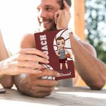 Personalized Cartoon Basketball Soccer Character PU Leather Passport Holder with Name Birthday Appreciation Gift for Coach Team Member Sports Lover