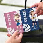 Personalized Cartoon Basketball Soccer Character PU Leather Passport Holder with Name Birthday Appreciation Gift for Coach Team Member Sports Lover