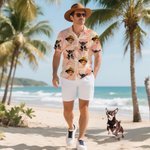 Personalised Tropical Palm 1-2 Face Photos Design Hawaiian Short-Sleeve Shirt Funny Summer Beach Party Birthday Gift for Men