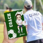 Personalized Cartoon Basketball Soccer Character PU Leather Passport Holder with Name Birthday Appreciation Gift for Coach Team Member Sports Lover
