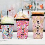 Personalised Leopard Print Floral Can Cooler Sleeve with Name Birthday Party Gift for Friends Family