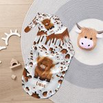 Personalized Cute Highland Cow Soft Throw Blanket Baby Swaddle Hat Set with Name Home Decor Anniversary Birthday Gift for Family Baby