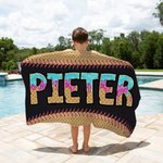 Gepersonaliseerde Sneldrogende Microvezel Strandlaken met Baseball IJs Naam Zomer Essentieel Vakantie Verjaardagscadeau voor Familie Vrienden