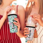 Personalised Leopard Print Floral Can Cooler Sleeve with Name Birthday Party Gift for Friends Family